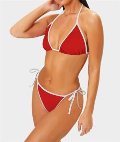 img 3 attached to 👙 Women's String Bikini Swimsuit Triangle Tie Side Adjustable Bathing Suit Set with Scrunch Butt Detail