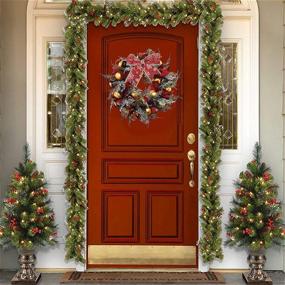 img 1 attached to Clearance Sale: 16-Inch LED-Lit Cordless Christmas Wreath with 50 Battery-Powered Lights - Front Door & Window Decoration - Nativity Themed - Small Size - Gold Ball Accents