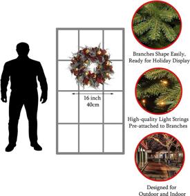 img 3 attached to Clearance Sale: 16-Inch LED-Lit Cordless Christmas Wreath with 50 Battery-Powered Lights - Front Door & Window Decoration - Nativity Themed - Small Size - Gold Ball Accents