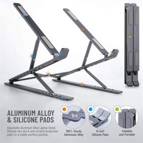 img 2 attached to 2021 Upgraded Multi-Angle Foldable Aluminum Laptop Stand - Adjustable Height, Ergonomic & Lightweight, Compatible with MacBook, Pro, Air, and Devices up to 15.6 Inches