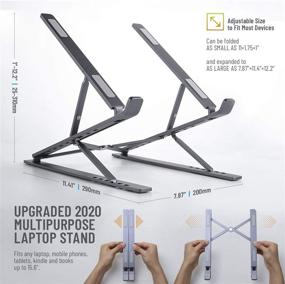 img 3 attached to 2021 Upgraded Multi-Angle Foldable Aluminum Laptop Stand - Adjustable Height, Ergonomic & Lightweight, Compatible with MacBook, Pro, Air, and Devices up to 15.6 Inches