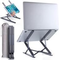 обновленная многоугольная складная алюминиевая подставка для ноутбука 2021 года - регулируемая высота, эргономичность и легкость, совместимая с macbook, pro, air и устройствами до 15,6 дюйма логотип