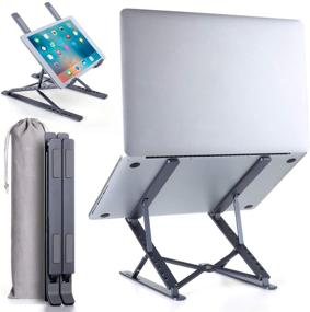 img 4 attached to 2021 Upgraded Multi-Angle Foldable Aluminum Laptop Stand - Adjustable Height, Ergonomic & Lightweight, Compatible with MacBook, Pro, Air, and Devices up to 15.6 Inches