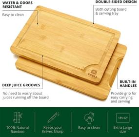 img 1 attached to 🔪 XL Organic Bamboo Cutting Board with Juice Groove - Versatile Kitchen Chopping Board for Meat, Cheese, and Vegetables (18 x 12")