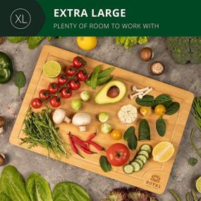 img 3 attached to 🔪 XL Organic Bamboo Cutting Board with Juice Groove - Versatile Kitchen Chopping Board for Meat, Cheese, and Vegetables (18 x 12")