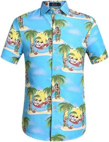 img 4 attached to Stylish Holiday Casual Hawaiian Christmas Men's Clothing and Shirts by SSLR