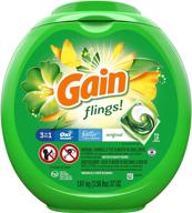 gain flings laundry detergent pacs, original scent, 72 pacs capsules, 57 oz (packaging may vary) logo