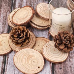 img 1 attached to CEWOR Natural Wood Slices 68pcs 2.4-2.8 Inches Craft Wood Kit with Pre-drilled Holes for Christmas Ornaments, DIY Crafts, Rustic Wedding Decorations