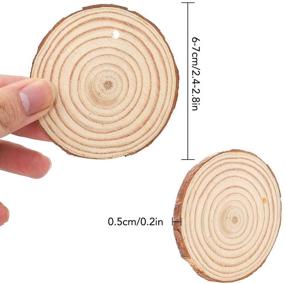 img 3 attached to CEWOR Natural Wood Slices 68pcs 2.4-2.8 Inches Craft Wood Kit with Pre-drilled Holes for Christmas Ornaments, DIY Crafts, Rustic Wedding Decorations