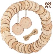 cewor natural wood slices 68pcs 2.4-2.8 inches craft wood kit with pre-drilled holes for christmas ornaments, diy crafts, rustic wedding decorations logo