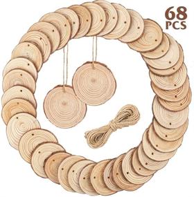 img 4 attached to CEWOR Natural Wood Slices 68pcs 2.4-2.8 Inches Craft Wood Kit with Pre-drilled Holes for Christmas Ornaments, DIY Crafts, Rustic Wedding Decorations