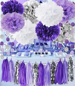 img 4 attached to ✨ Qian's Party Purple Silver Birthday Decorations | Women Bridal Shower, Graduation & Baby Shower Decorations | Purple Birthday 2021 Celebrations