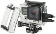 transparent clear side open protective skeleton housing case with lcd touch backdoor and bacpac backdoor - enhancing lcd screen or battery expansion - compatible with gopro hero 4, 3, and 3+ logo