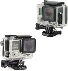 img 3 attached to Прозрачный чехол с открытыми боковинами для защиты камеры GoPro Hero 4, 3 и 3+ с задним стеклом для сенсорного экрана и дверцей для BacPac - дополнительный экран или расширение батареи - совместим с камерами GoPro Hero 4, 3 и 3+