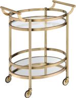 lakelyn serving cart by acme - 98190 - brushed bronze & clear glass logo