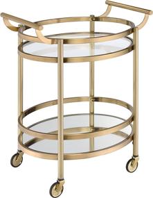 img 4 attached to Lakelyn Serving Cart by ACME - 98190 - Brushed Bronze & Clear Glass