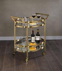 img 1 attached to Lakelyn Serving Cart by ACME - 98190 - Brushed Bronze & Clear Glass