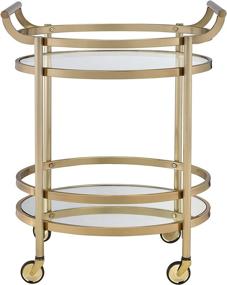 img 3 attached to Lakelyn Serving Cart by ACME - 98190 - Brushed Bronze & Clear Glass