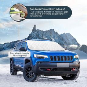 img 1 attached to Mumu Sugar Windshield Snow Cover: Ultimate Protection for Cars, Trucks, Vans, and 🚗 SUVs - 5 Layers, Extra Large Size, Magnetic, Shields from Snow, Ice, Sun, and Frost
