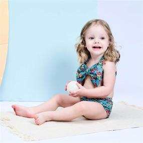 img 2 attached to 2Pcs Toddler Girls Halter Bowknot Tube Top+Floral Short Bottoms Swimwear Set