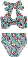 2pcs toddler girls halter bowknot tube top+floral short bottoms swimwear set logo