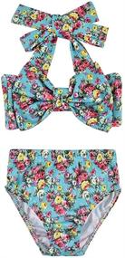 img 4 attached to 2Pcs Toddler Girls Halter Bowknot Tube Top+Floral Short Bottoms Swimwear Set