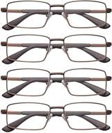 👓 efe reading glasses bundle: 4-pack men's flex spring hinge eyeglasses in brown, strength 1.5 logo