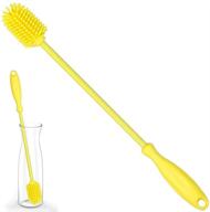 12-inch silicone bottle brush: ideal cleaner for baby bottles, hydro flask, vacuum sports bottles, vases, and glassware. perfect for washing narrow neck containers with small diameter openings. logo