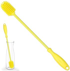 img 4 attached to 12-Inch Silicone Bottle Brush: Ideal Cleaner for Baby Bottles, Hydro Flask, Vacuum Sports Bottles, Vases, and Glassware. Perfect for Washing Narrow Neck Containers with Small Diameter Openings.