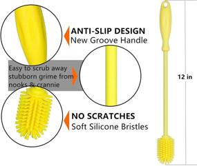 img 3 attached to 12-Inch Silicone Bottle Brush: Ideal Cleaner for Baby Bottles, Hydro Flask, Vacuum Sports Bottles, Vases, and Glassware. Perfect for Washing Narrow Neck Containers with Small Diameter Openings.