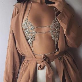 img 2 attached to Gold Rhinestone Body Chain Crystal Bikini Chains: Stylish Summer Beach Jewelry for Women and Girls