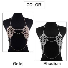 img 1 attached to Gold Rhinestone Body Chain Crystal Bikini Chains: Stylish Summer Beach Jewelry for Women and Girls