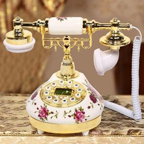 img 2 attached to Royal Vintage Telephone Antique Desk Phone Corded Retro Phone Rotary Antique Dial Handset Corded Desk Home Office Vintage Decorative Telephone (White(Ceramic ABS))
