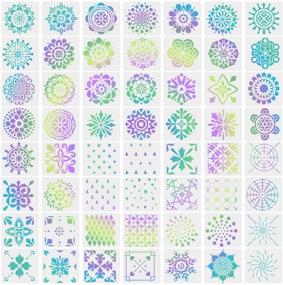 img 4 attached to 🎨 56 Pack Mandala Stencils Dot Painting Templates, Hiseanllo Reusable Mandala Drawing Stencils for DIY Wood Rock Furniture Art Projects - 3.5x3.5 inch