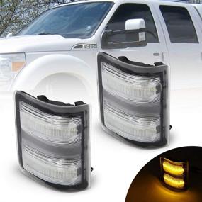 img 4 attached to Enhance Safety & Style with LED Side Mirror Marker Lamp for Ford F250 F350 F450 F550 Super Duty (2008-2016) - Switchback White LED Driving & Parking Light with Amber LED Turn Signal Light - Smoke Lens