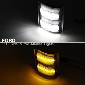 img 3 attached to Enhance Safety & Style with LED Side Mirror Marker Lamp for Ford F250 F350 F450 F550 Super Duty (2008-2016) - Switchback White LED Driving & Parking Light with Amber LED Turn Signal Light - Smoke Lens