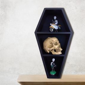 img 3 attached to 🧛 Luna's Mystical Coffin Shelf: Spooktacular Gothic Decor for Walls or Table Tops - Witchy & Wonderful - 14"x7" Black Floating Wooden Shelf