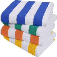🌴 utopia towels cabana stripe beach towel variety pack - large 100% ring spun cotton pool towels (30 x 60 inches) for soft and quick drying (set of 4) in blue, yellow, green, and orange shades logo