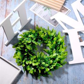 img 1 attached to Rustic White Wooden Letters Home Sign with Boxwood Wreath - Perfect for Wall and Door Decoration