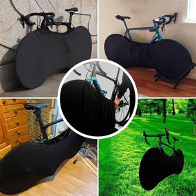 img 1 attached to 🚲 WEISGJA Bike Cover, Mountain Bike Wheel Cover, Indoor/Outdoor Dust-proof Gear for MTB, Washable Elastic Bicycle Tire Package for Mountain & Road Bikes