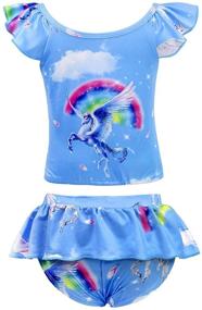 img 3 attached to 🌈 Colorful and Cute: COTRIO Rainbow Unicorn Swimsuit for Girls - Two-Piece Bikini Set and Tankini Bathing Suit for Kids, Perfect Swimwear