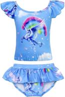 🌈 colorful and cute: cotrio rainbow unicorn swimsuit for girls - two-piece bikini set and tankini bathing suit for kids, perfect swimwear logo