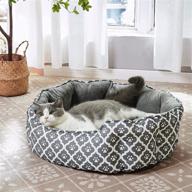 🐱 luckitty 25 inch big cat bed: soft velvet & waterproof two-sided cushion for indoor cats or small dogs - oval geometric design with grey dog footprints logo