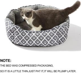 img 1 attached to 🐱 Luckitty 25 Inch Big Cat Bed: Soft Velvet & Waterproof Two-Sided Cushion for Indoor Cats or Small Dogs - Oval Geometric Design with Grey Dog Footprints