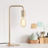 versatile edison table lamp: small gold metal lamp for bedside dressers, study desk & coffee table - perfectly suited for bedroom, guest room, or office логотип