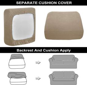 img 1 attached to 🛋️ Northern Brothers 3 Piece Stretch Loveseat Sofa Slipcovers - Sand, for 2 Cushion Couch: Base Cover Plus 2 Seat Cushion Covers