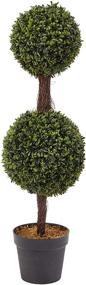 img 4 attached to 🌿 36-inch Pure Garden Artificial Podocarpus with Double Ball Styling - Realistic Indoor/Outdoor Faux Shrub in Sturdy Pot - Home Décor