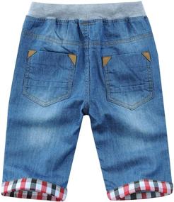 img 2 attached to 👦 JiaYou Child Boy Mid Waist Elastic Straight Stretch Summer Capris Cropped Denim Jeans Shorts - Stylish and Comfy Summer Fashion for Boys