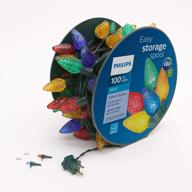 🎄 philips 100 led multicolor faceted c9 christmas lights with storage spool - ul listed for indoor/outdoor use - 51.33' length on green wire логотип