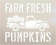 🚜 reusable mylar stencil by studior12 - vintage truck and farm fresh pumpkins design for wood sign painting - retro fall country home decor, perfect for porch - rustic diy seasonal autumn gift - select size logo